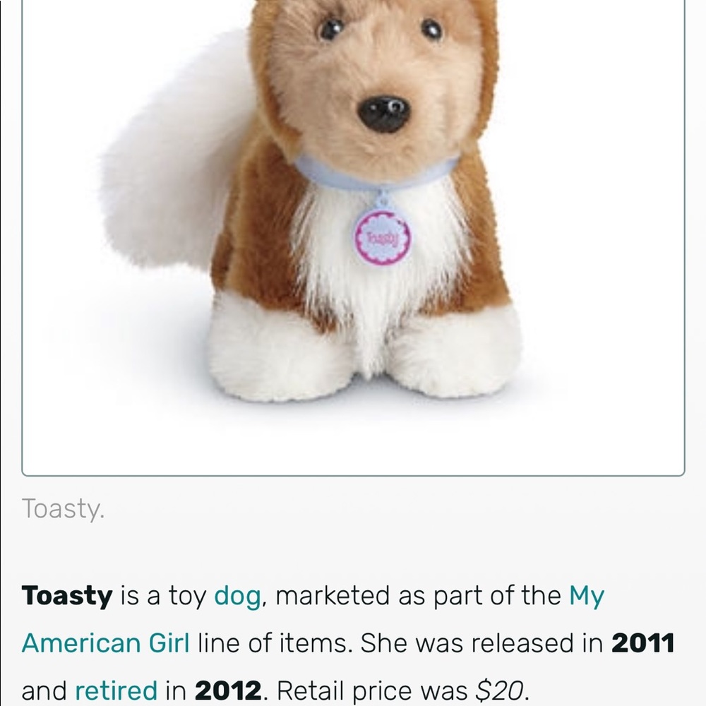 American Girl pet dog “Toasty” RARE